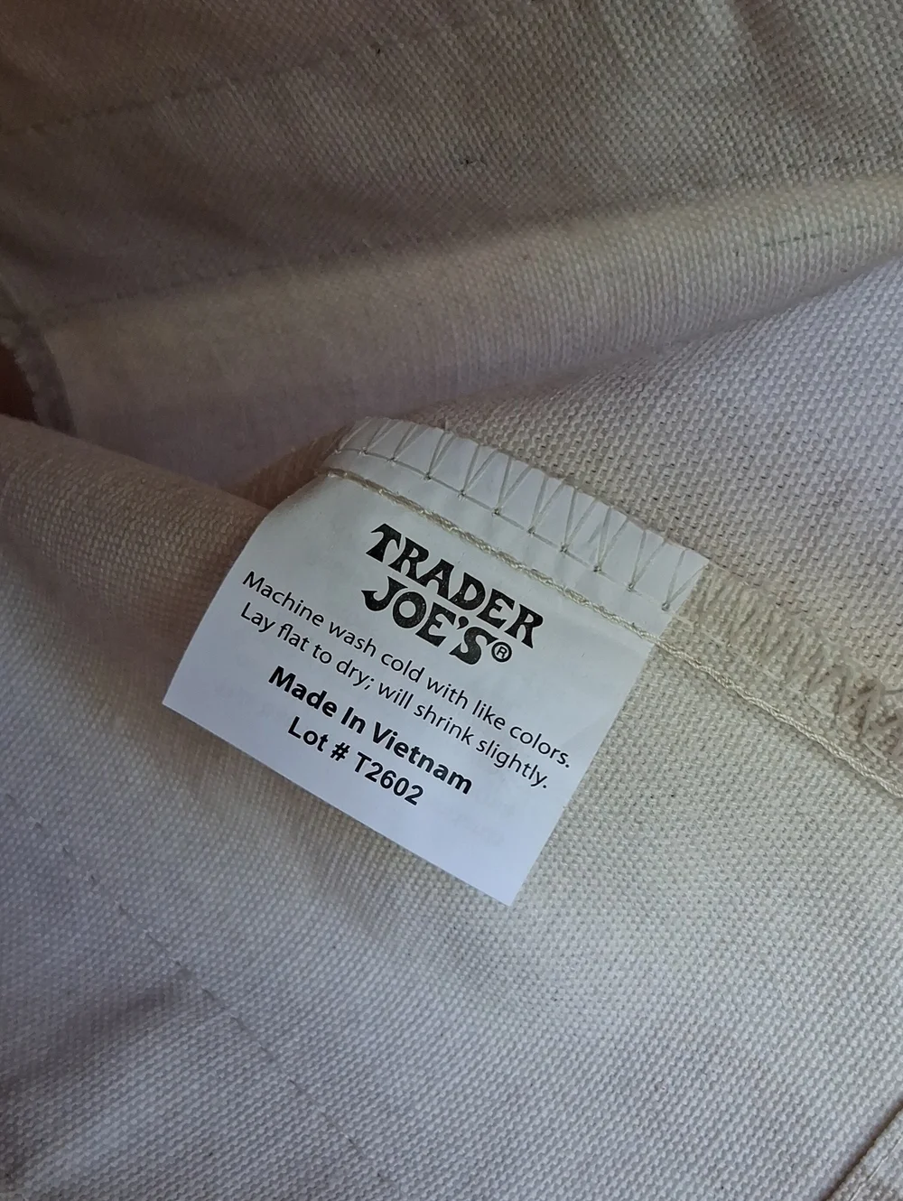 Trader Joe's Striped Mini Canvas Tote Bag Tan